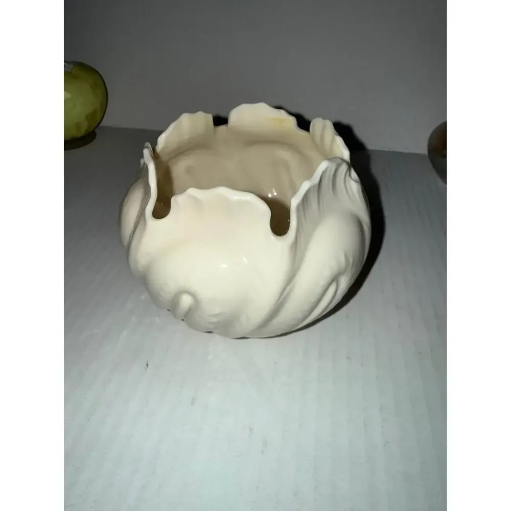 Belleek Ireland Cabbage Leaf Bowl Porcelain Luster Vase